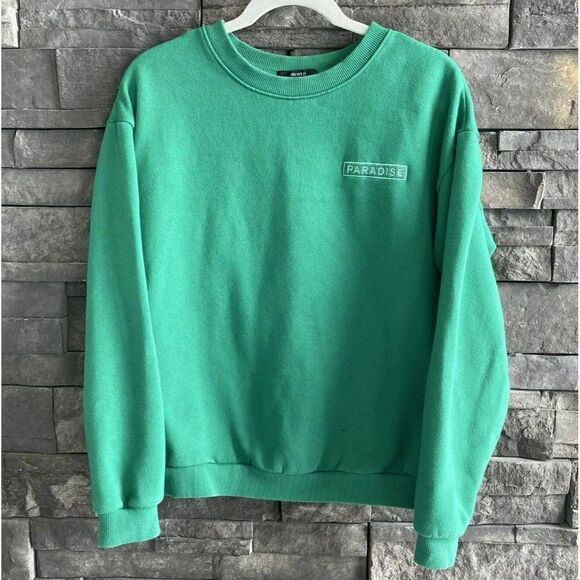 Forever 21 Women’s Green Long Sleeve “Paradise” Sweatshirt Medium‎ - Picture 1 of 4
